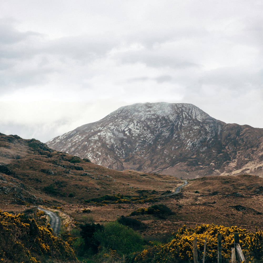 landscape photo of brown and white mountains