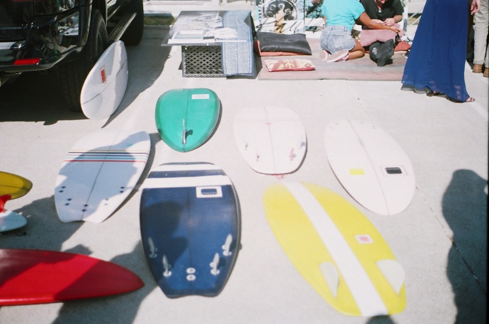 assorted-color surfboards