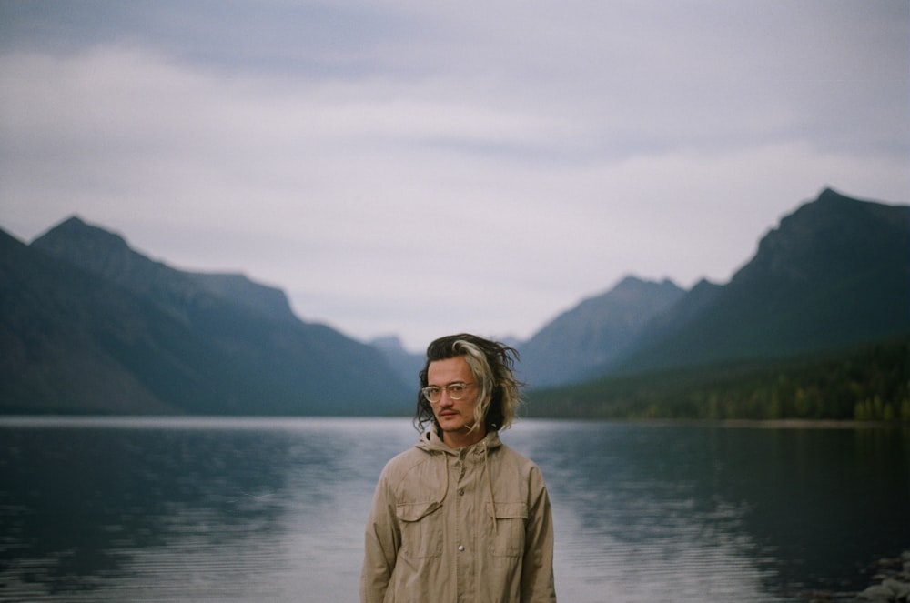 man wearing brown jacket