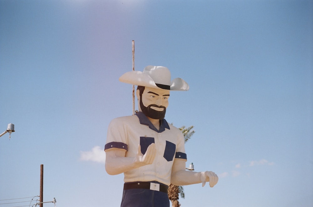 man wearing white cowboy hat illustration
