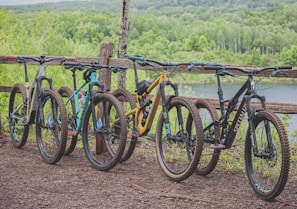 Bicycles lined up ready for an exciting ride along the waterfall trail.