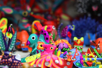 multicolored bird toys lot