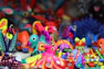 multicolored bird toys lot