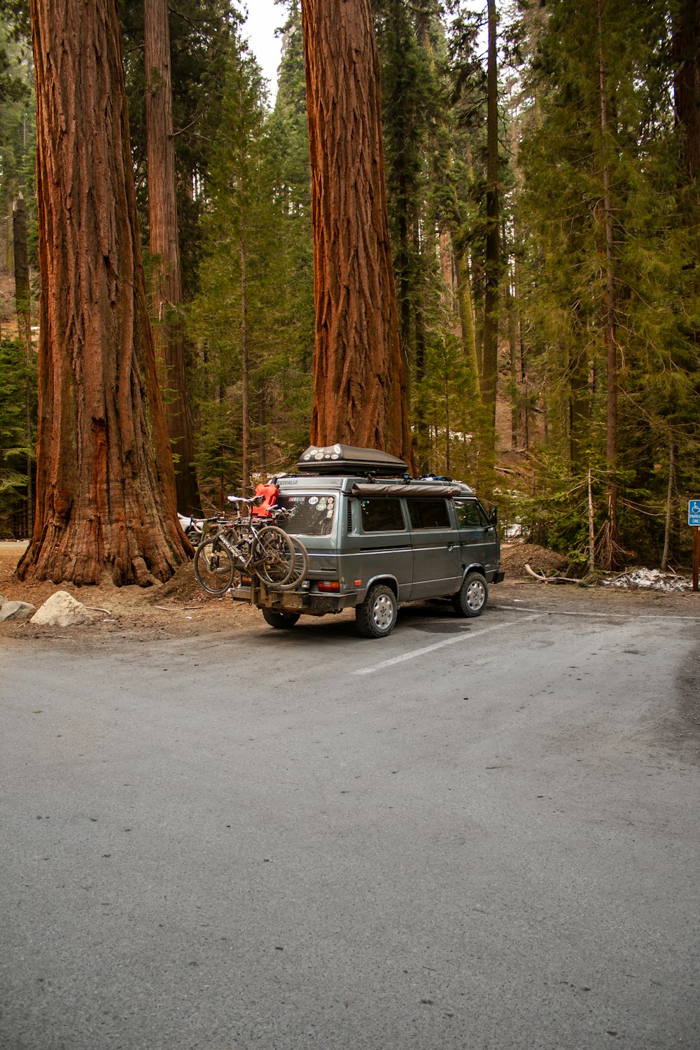 gray van on road