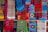 A vibrant display of woven textiles showcasing intricate patterns.