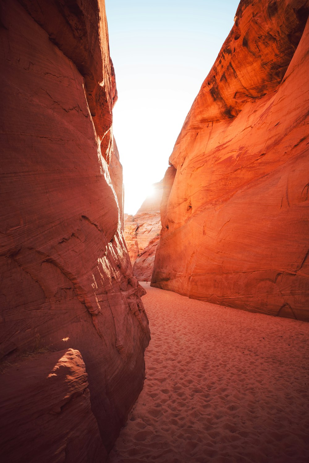 a narrow slot in the side of a mountain