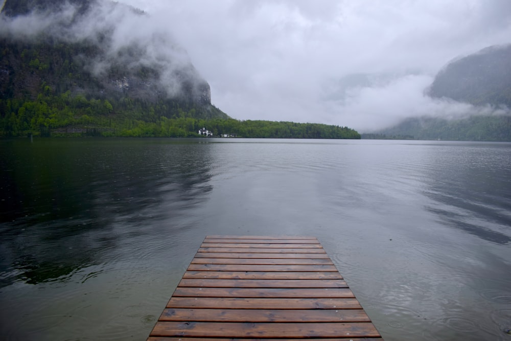 brown wooden dock in lake