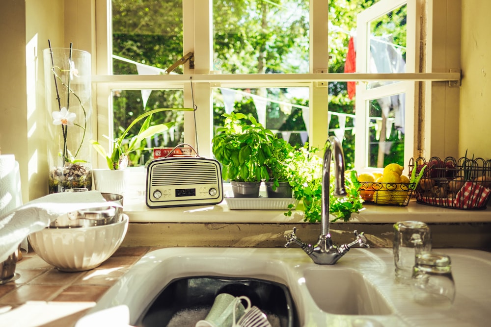 dishes in sink