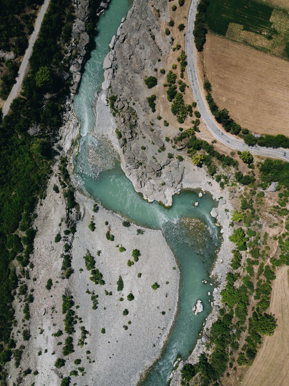 aerial photo of winding river