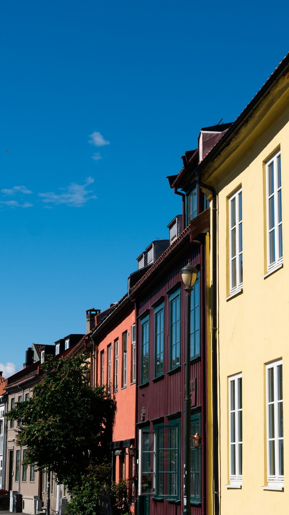 multicolored concrete houses under blue and white skies