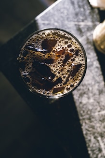 iced cold drinks in drinking glass
