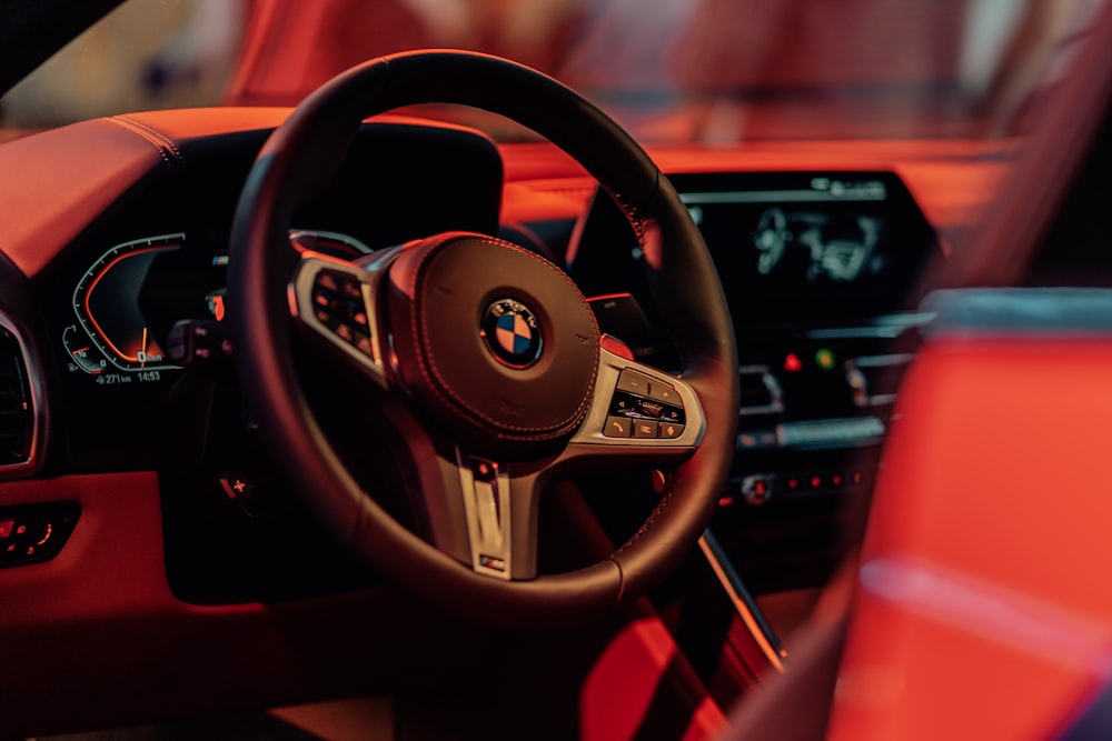 black and grey BMW vehicle interior