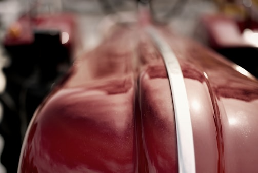 Close-up of a powder-coated metal component with a smooth, glossy finish.