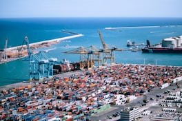aerial view photo of freight containers