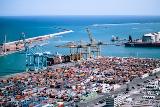 aerial view photo of freight containers