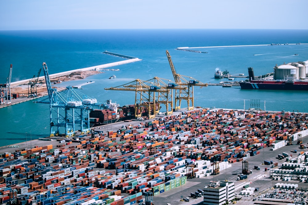 aerial view photo of freight containers