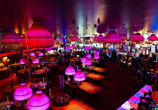 lighted lamp inside room