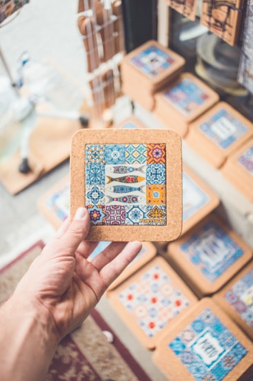 white and blue wooden board