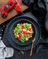 cooked riced with green leafy