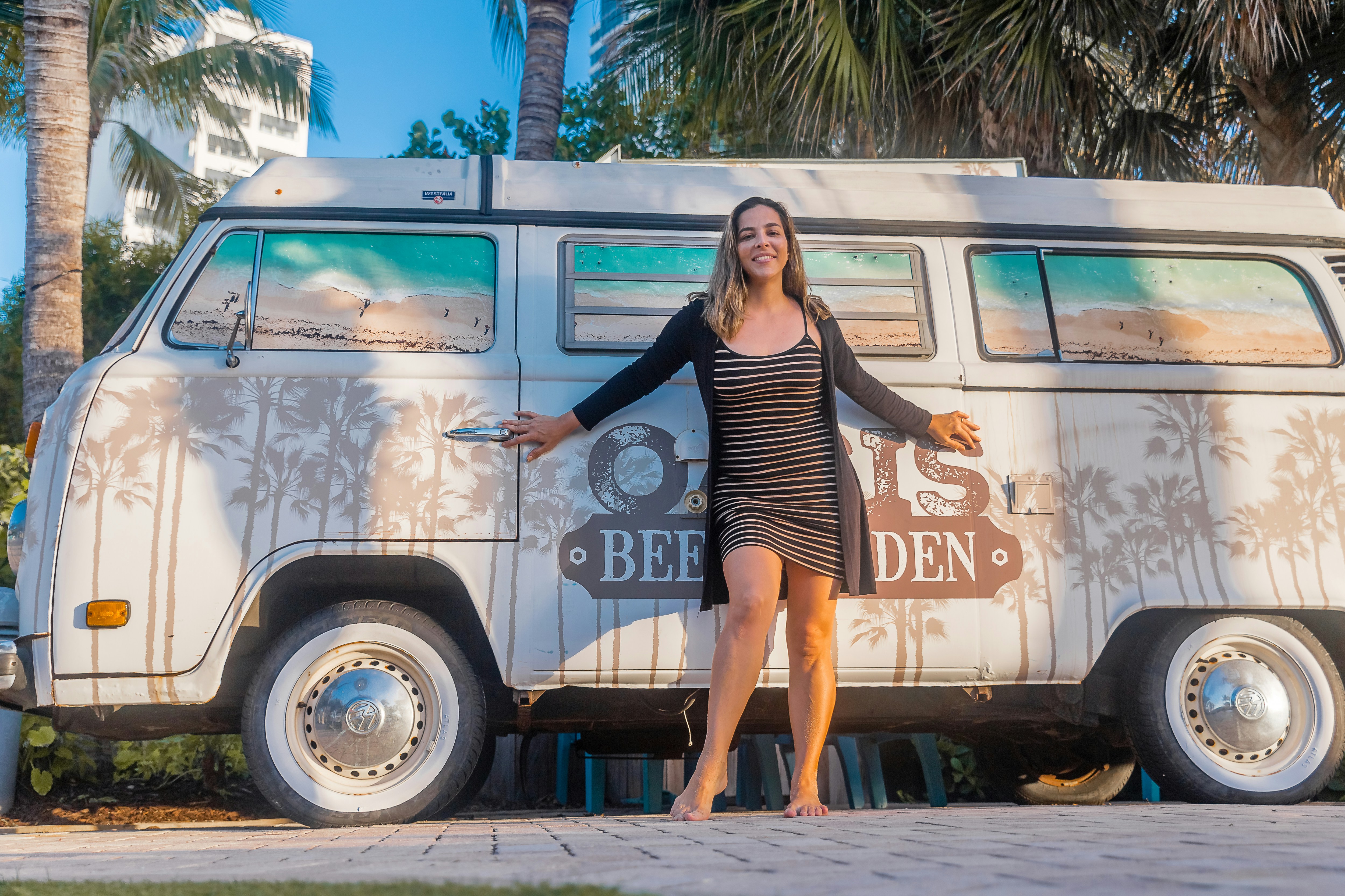 Woman beside moving van