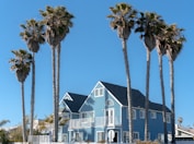 blue and white house at daytime