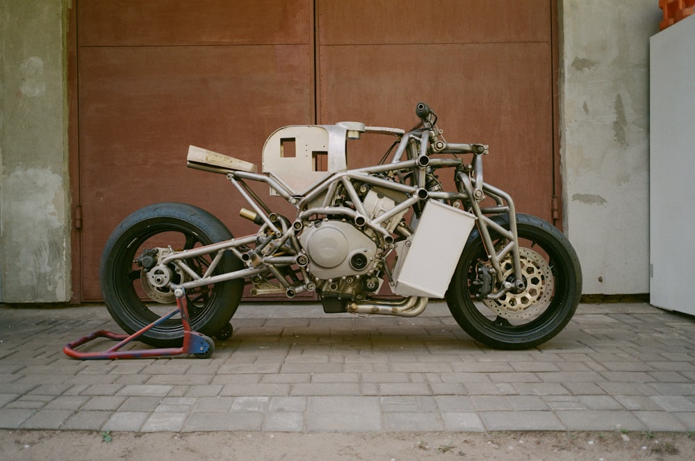 white motorcycle on parking