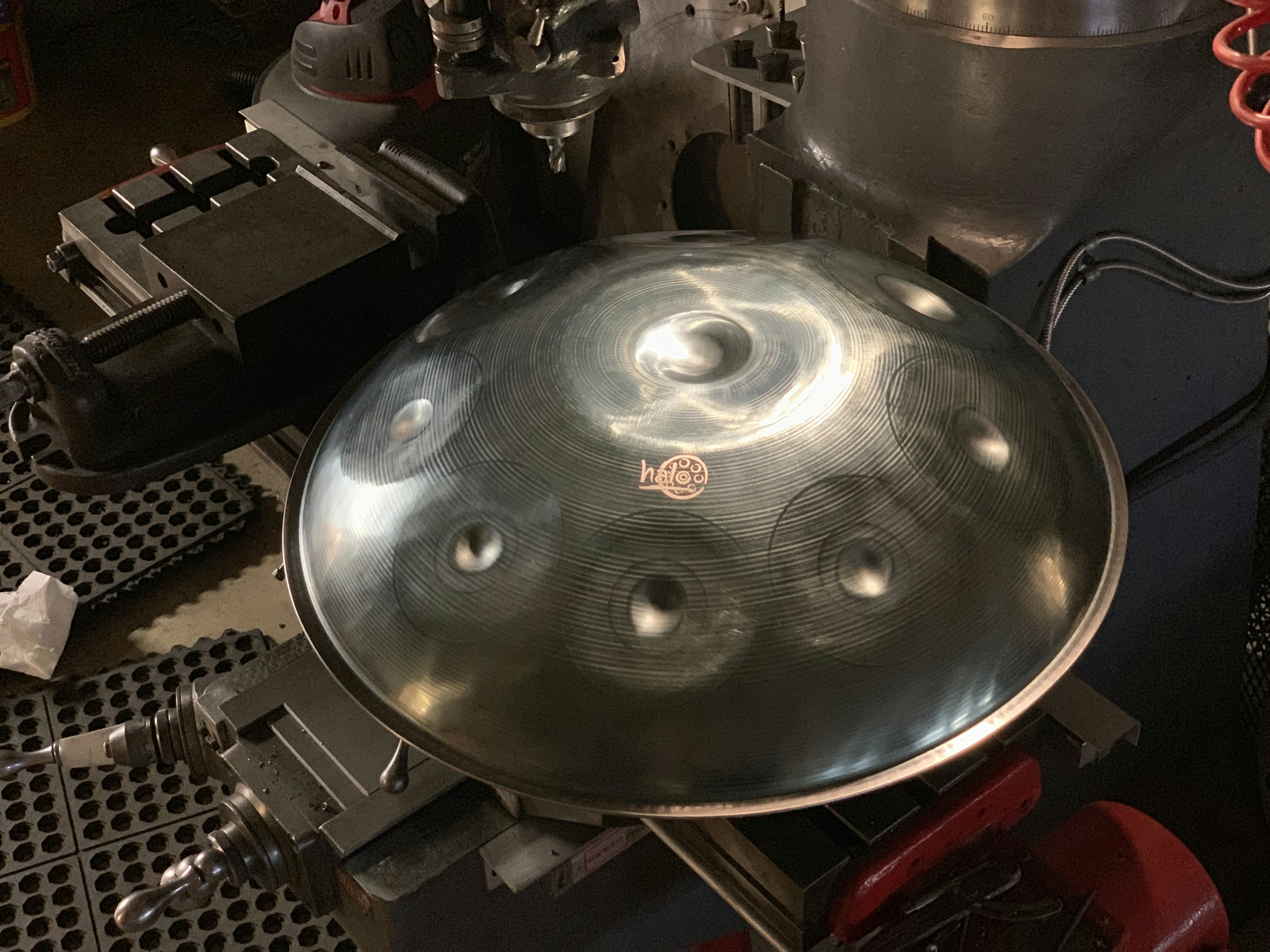 Handpan in industrial workshop