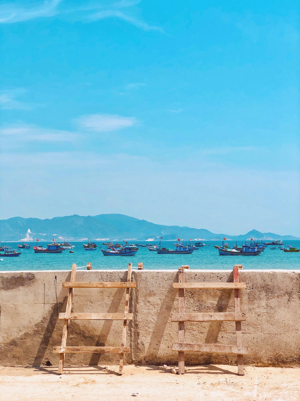 boats anchored in bay