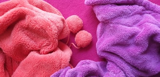 pink and purple piled textiles