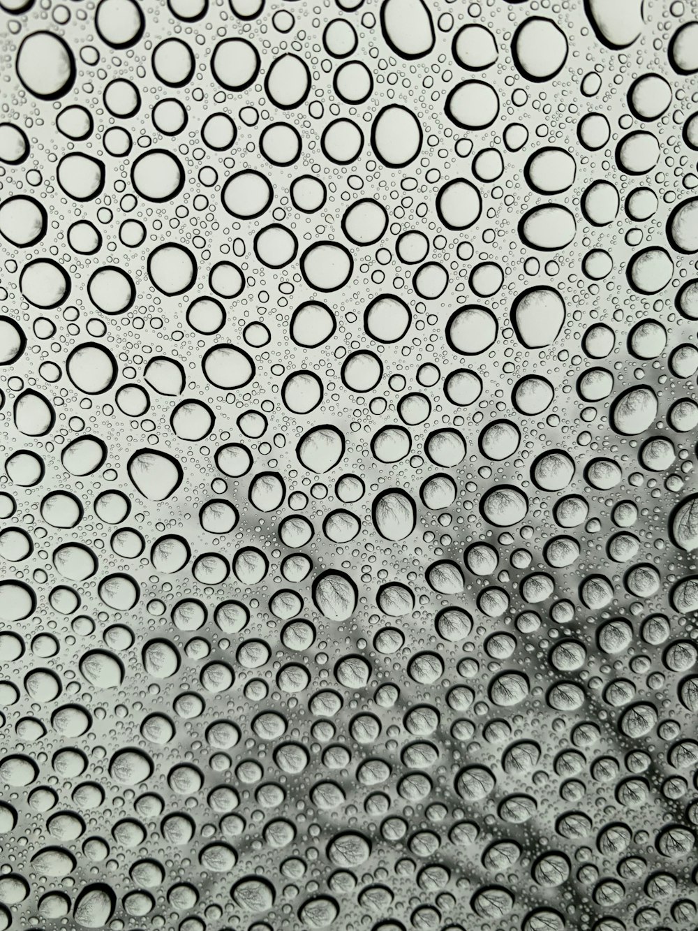 rain splattered glass panel