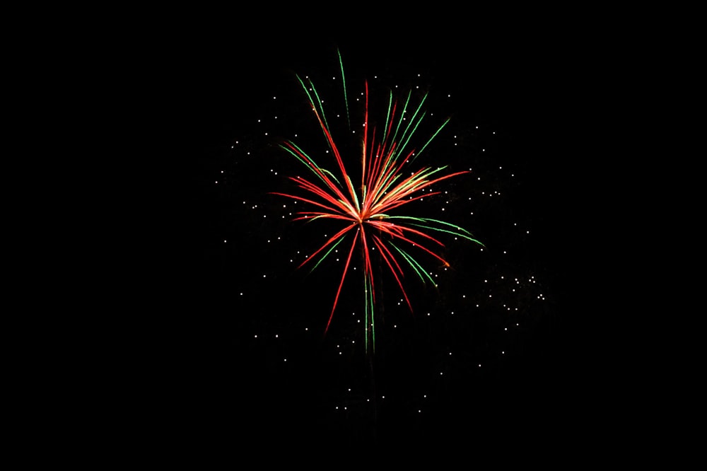 selective photography of red, green, and yellow fireworks