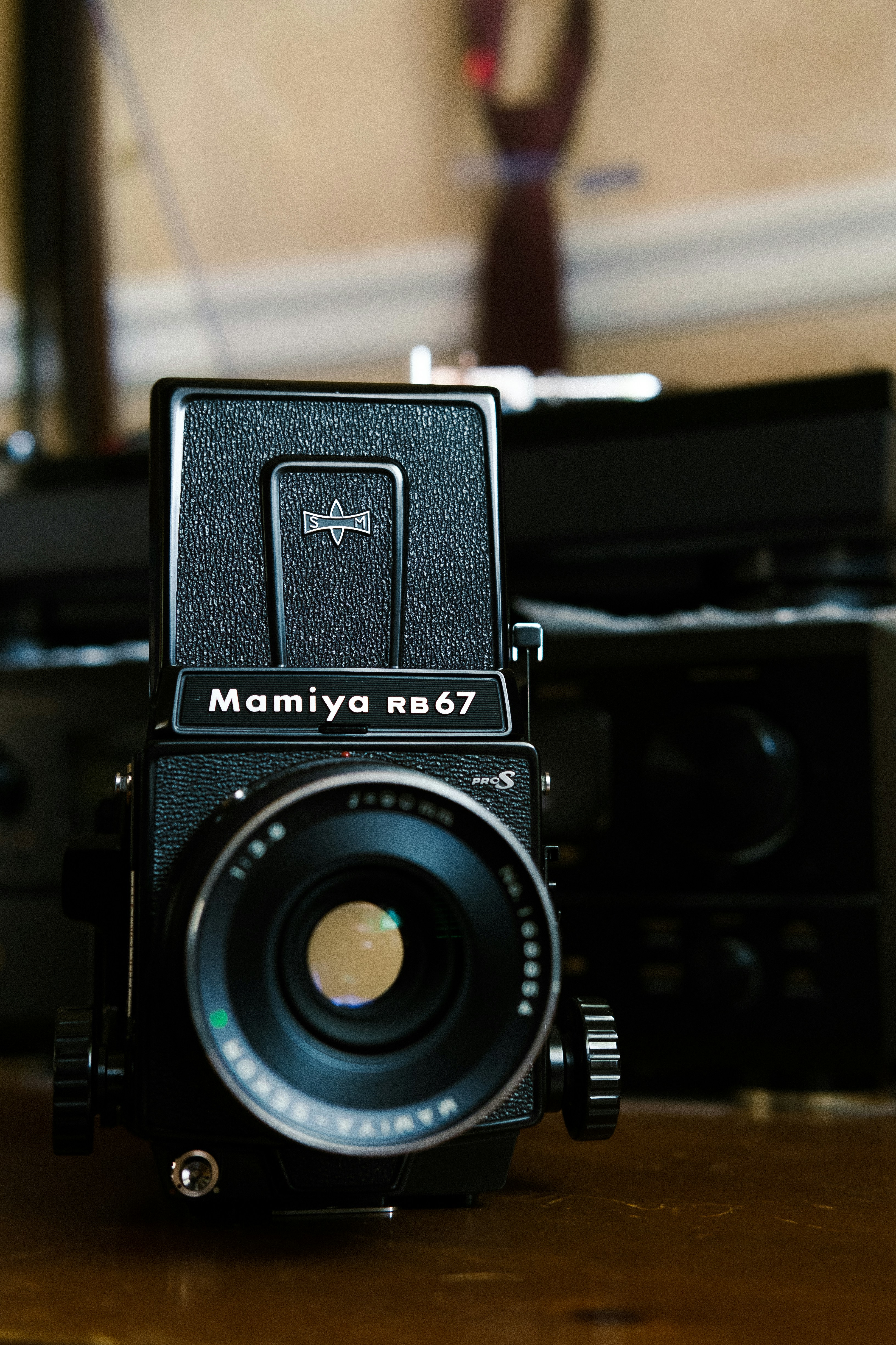 black Mamiya RB67 camera