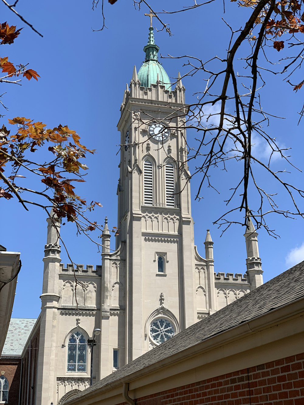 white and teal church