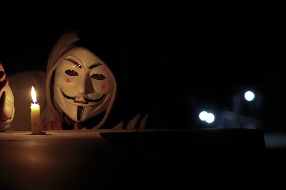 person wearing guy fawkes mask