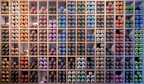 Various primer cans arranged neatly on a shelf