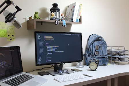 turned-on flat screen computer monitor