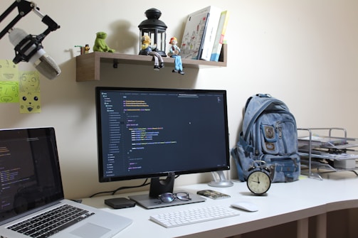 turned-on flat screen computer monitor