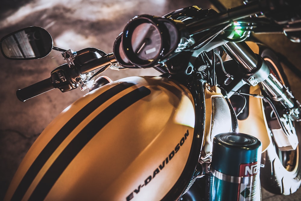 gold Harley-Davidson motorcycle