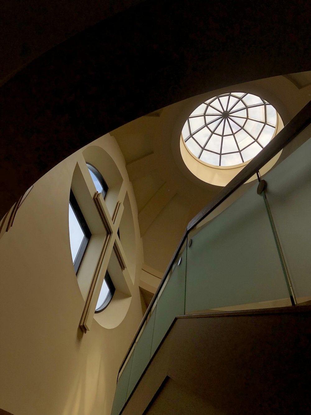 inside white concrete building view