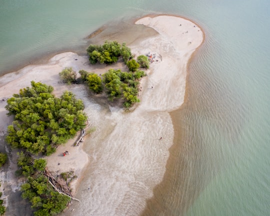 aerial view of sandbar in Kisoroszi Hungary