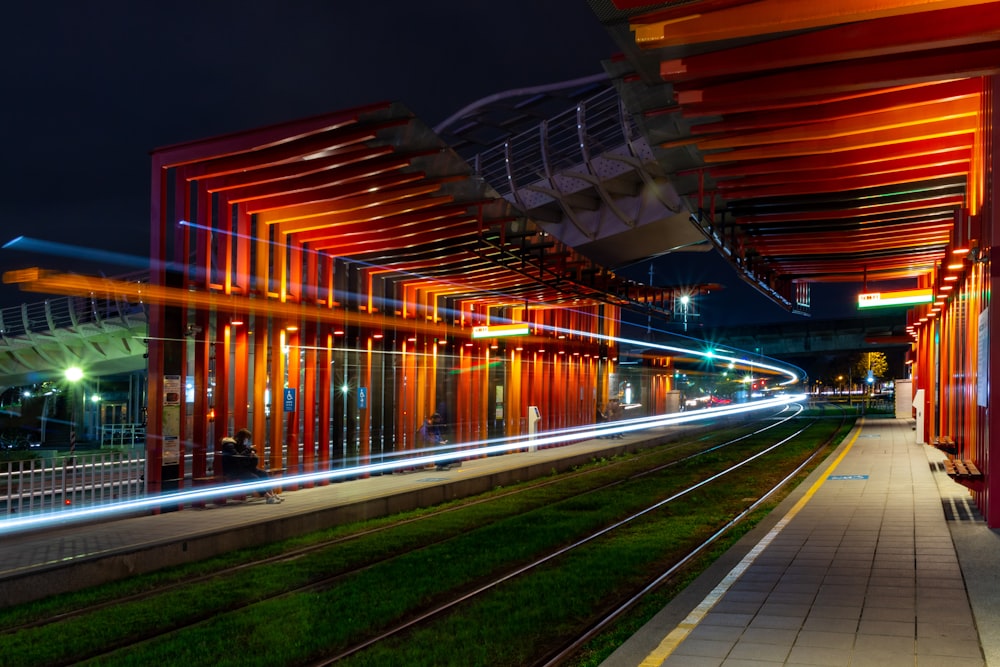 time lapse photography of road at night time