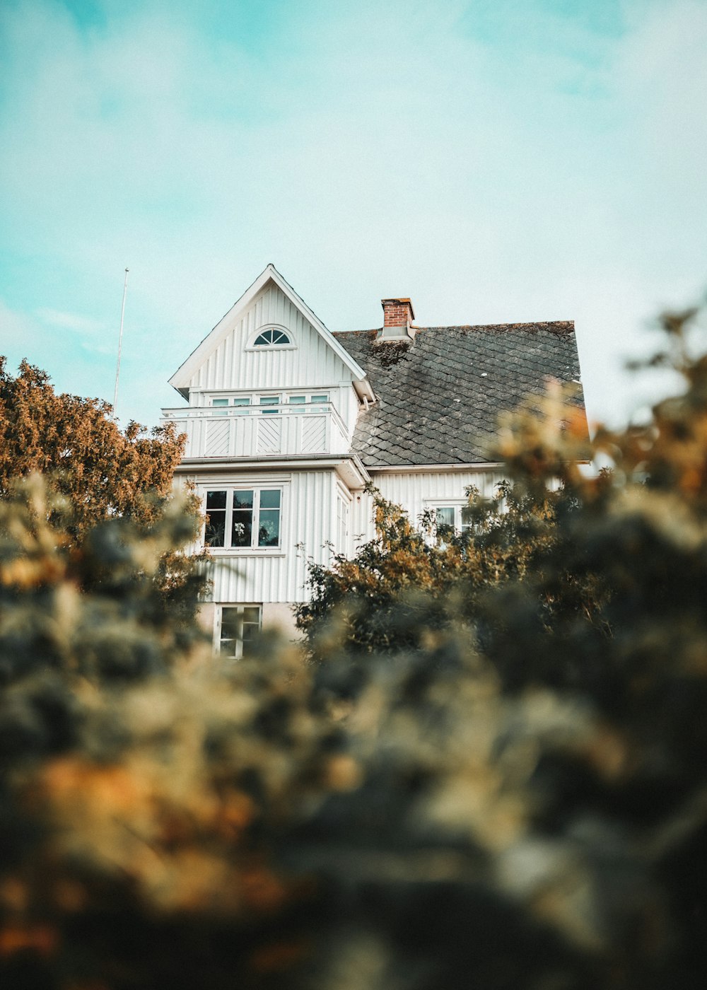 white painted wooden house