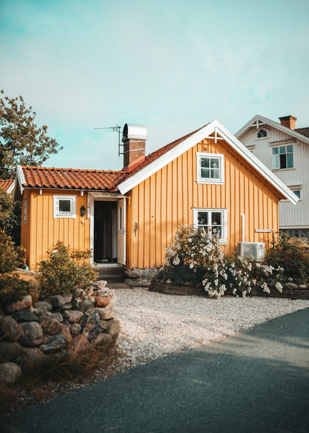 orange and white house