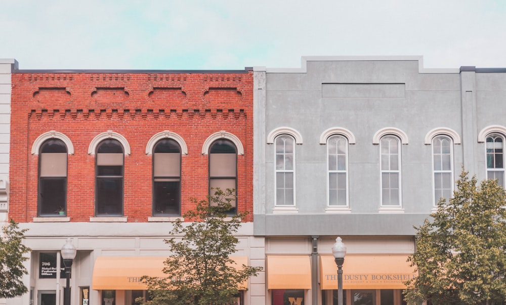 red and gray concrete buildings