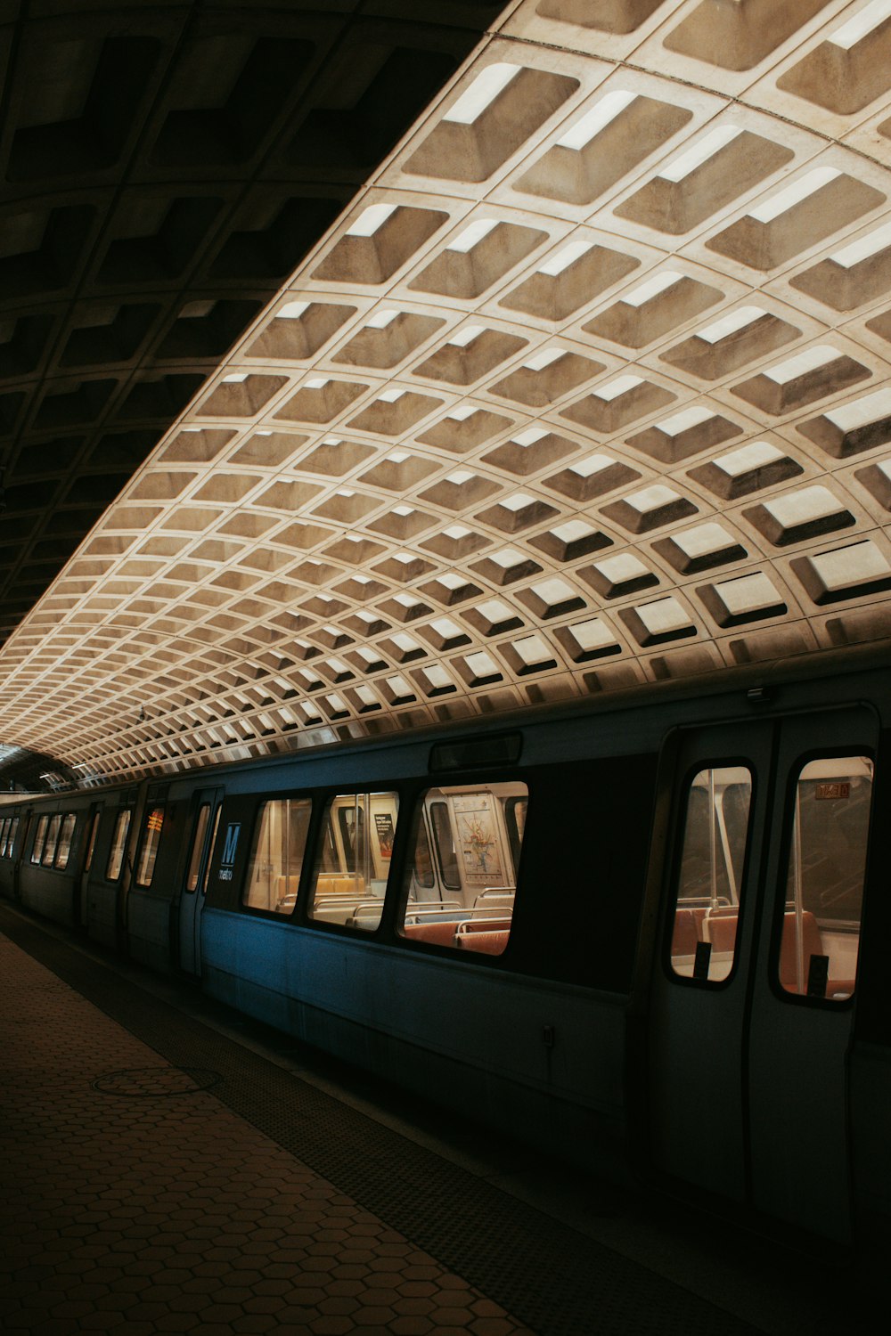 train in concrete building