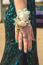 woman wearing corsage