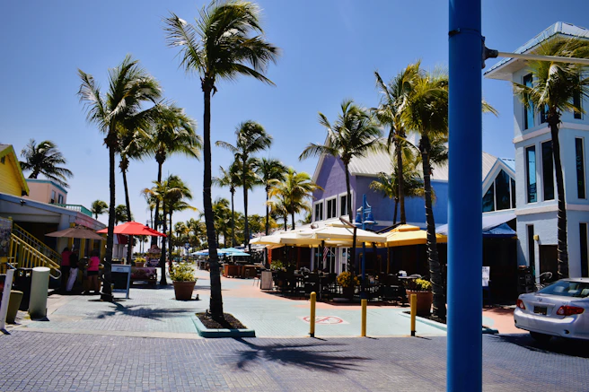 quaint Florida beach town with shops and restaurants