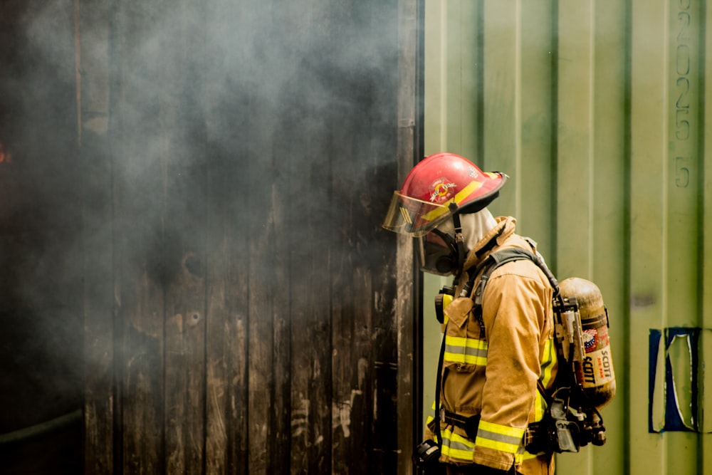shallow focus photo of firefighter
