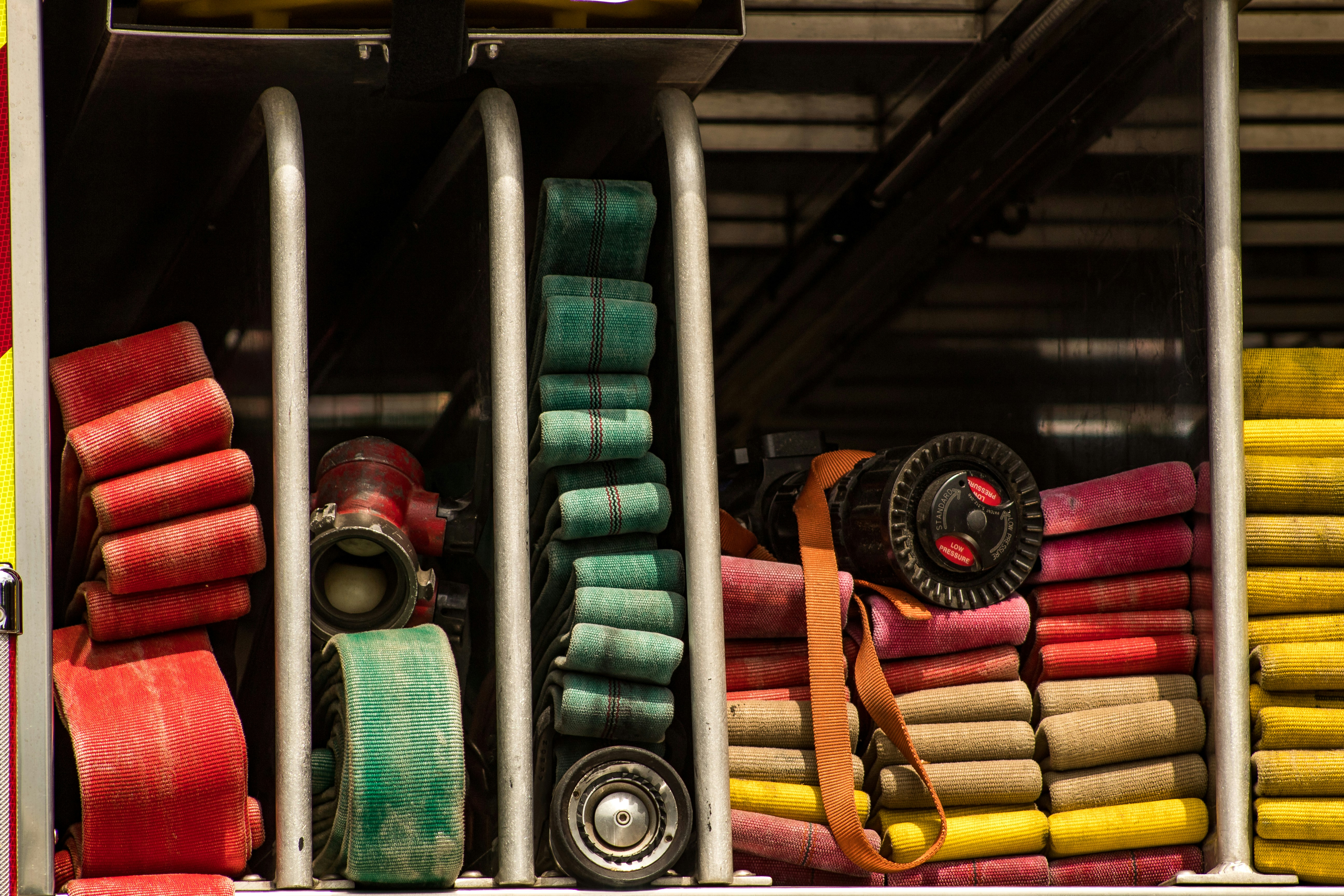 Folded fire hoses