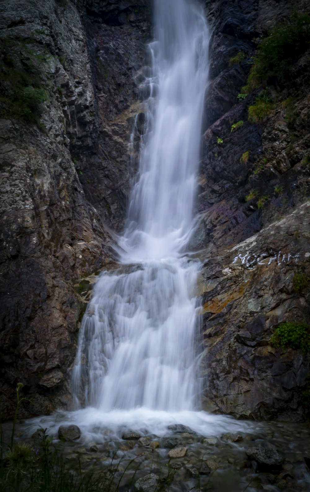 waterfall in timelapse photo